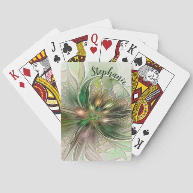 Colourful Fantasy Modern Abstract Fractal Flower  Playing Cards (Back)