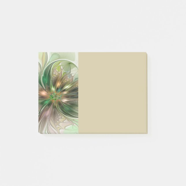 Colourful Fantasy Modern Abstract Fractal Flower Post-it Notes (Front)