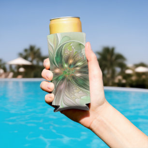 Colourful Fantasy Modern Abstract Fractal Flower Seltzer Can Cooler