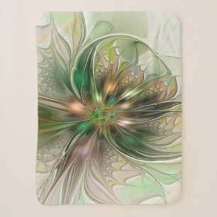 Colourful Fantasy Modern Abstract Fractal Flower Sherpa Blanket