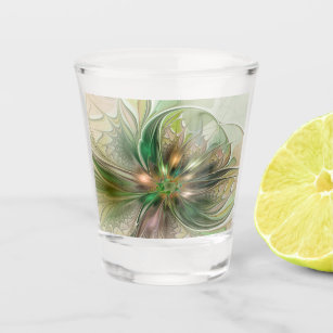 Colourful Fantasy Modern Abstract Fractal Flower Shot Glass