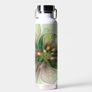 Colourful Fantasy Modern Abstract Fractal Flower Water Bottle
