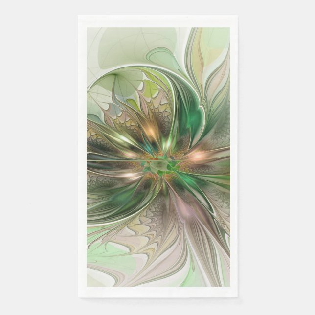 Colourful Fantasy Modern Abstract Fractal Napkin (Front)