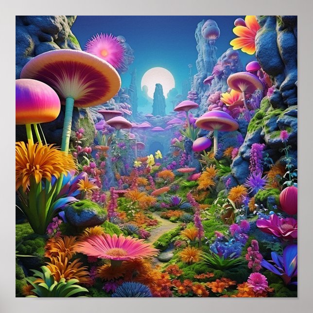 Colourful fantasy nature land landscape poster (Front)
