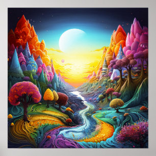 Colourful fantasy nature land poster