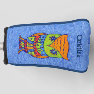 Colourful Fantasy Owl Orange Head Star shaped Eyes Golf Head Cover