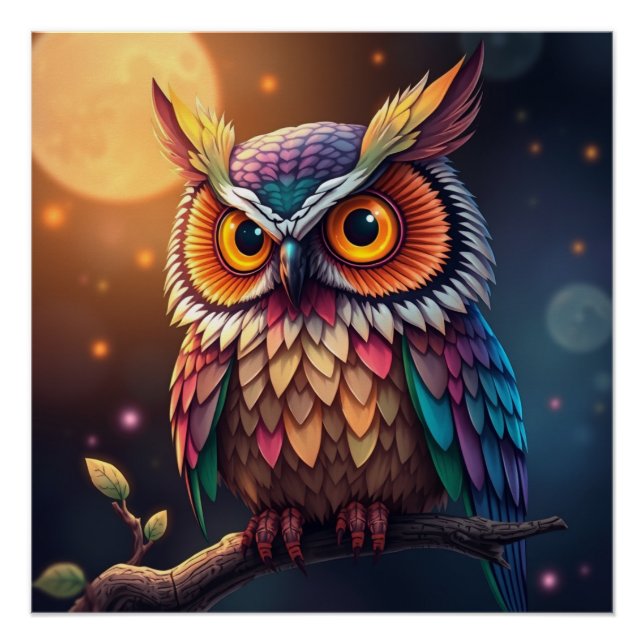 Colourful Fantasy Owl  Poster (Front)