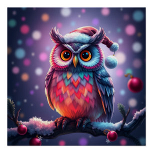 Colourful Fantasy Owl Poster
