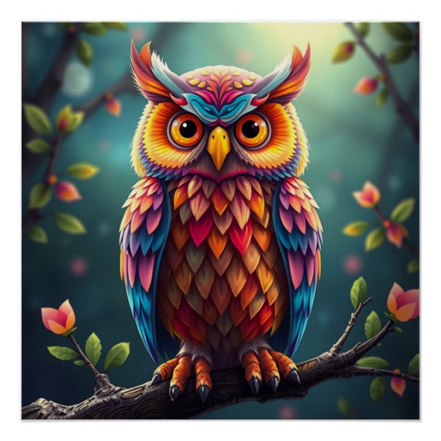 Colourful Fantasy Owl  Poster (Front)