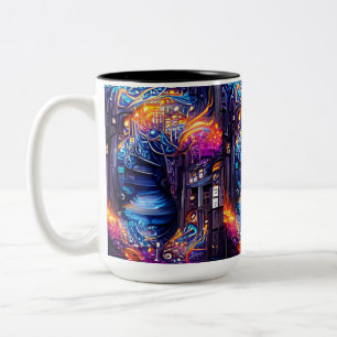 Colourful Fantasy Stairway Two-Tone Coffee Mug
