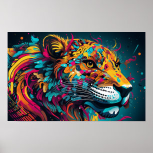 Colourful fantasy tiger poster