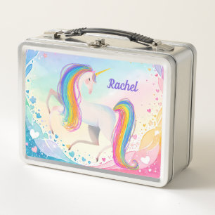 Colourful Fantasy Unicorn Metal Lunch Box