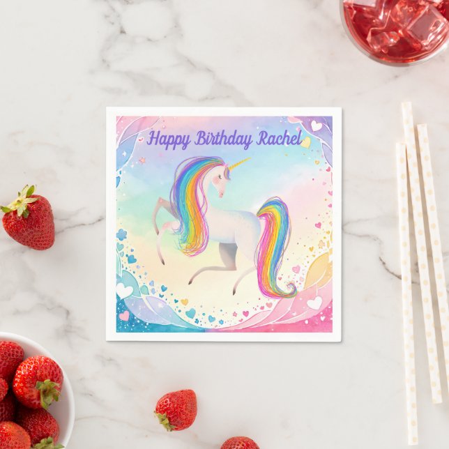 Colourful Fantasy Unicorn Napkin (Insitu)