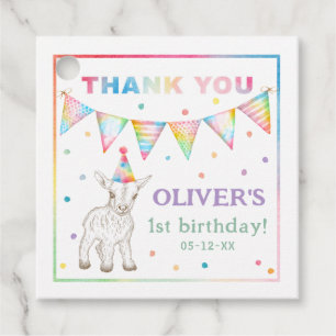Colourful Farm Baby Goat Birthday Party Thank You  Favour Tags