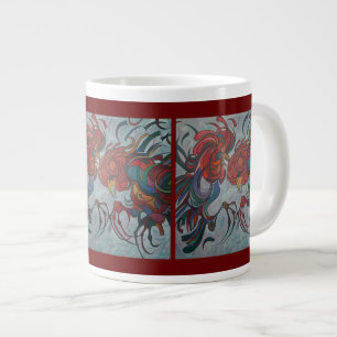 Colourful Farmyard Roosters Large Coffee Mug