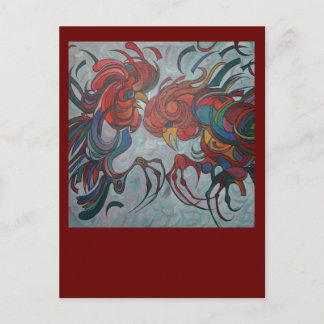 Colourful Farmyard Roosters Postcard