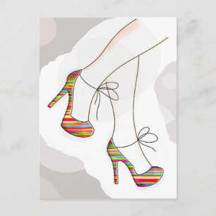 Colourful fashion shoes postcard