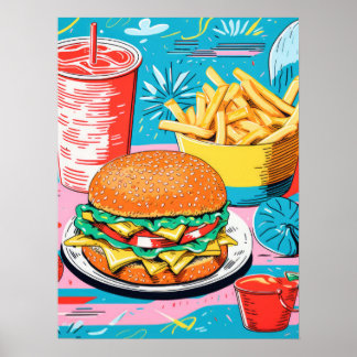 Colourful Fast Food Feast Poster