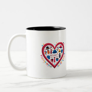 Colourful Father’s Day Heart Design – Perfect Dad  Two-Tone Coffee Mug
