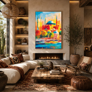 Colourful Fauvist Istanbul Hagia Sophia Art Poster