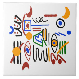 Colourful Fauvist  Shapes Tile