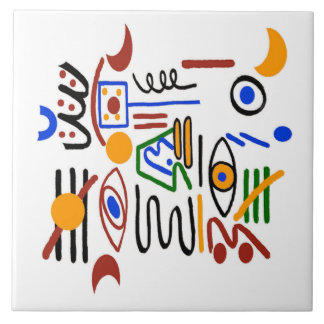 Colourful Fauvist  Shapes Tile