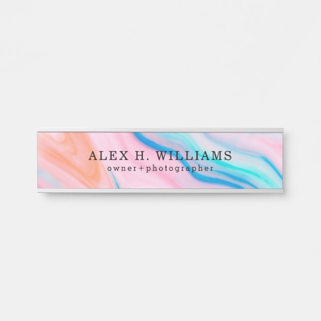 Colourful faux agate stone texture door sign (Front)