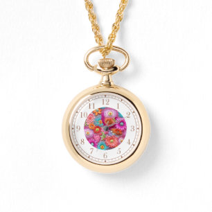 Colourful Faux Embroidered Floral Elegant Womans Watch