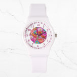 Colourful Faux Embroidered Floral Elegant Womans Watch<br><div class="desc">Colourful Faux Embroidered Floral Elegant Womans Watches features a trendy colourful modern faux embroidery floral in pink,  purple,  orange,  blue,  and yellow. Created by Evco Studio www.zazzle.com/store/evcostudio</div>