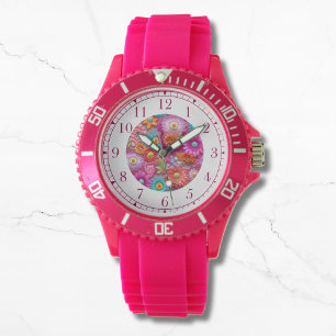Colourful Faux Embroidered Floral Elegant Womans Watch