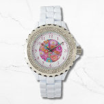 Colourful Faux Embroidered Floral Elegant Womans Watch<br><div class="desc">Colourful Faux Embroidered Floral Elegant Womans Watches features a trendy colourful modern faux embroidery floral in pink,  purple,  orange,  blue,  and yellow. Created by Evco Studio www.zazzle.com/store/evcostudio</div>