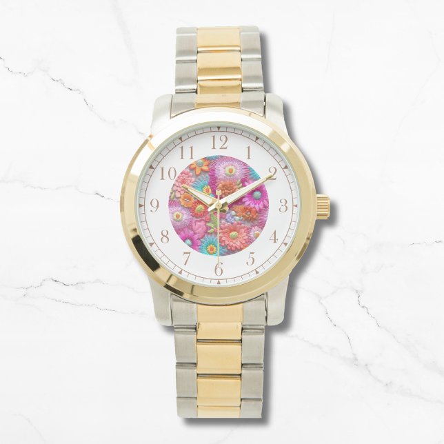 Colourful Faux Embroidered Floral Elegant Womans Watch (Creator Uploaded)