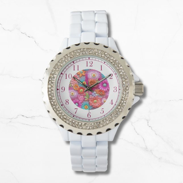 Colourful Faux Embroidered Floral Elegant Womans Watch (Creator Uploaded)