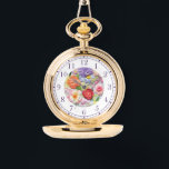 Colourful Faux Embroidered Floral Stylish Womans Watch<br><div class="desc">Colourful Faux Embroidered Floral Stylish Womans Watches features a trendy colourful modern faux embroidery floral in pink,  purple,  orange and red on a pastel green background. Created by Evco Studio www.zazzle.com/store/evcostudio</div>