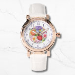 Colourful Faux Embroidered Floral Stylish Womans Watch<br><div class="desc">Colourful Faux Embroidered Floral Stylish Womans Watches features a trendy colourful modern faux embroidery floral in pink,  purple,  orange and red on a pastel green background. Created by Evco Studio www.zazzle.com/store/evcostudio</div>