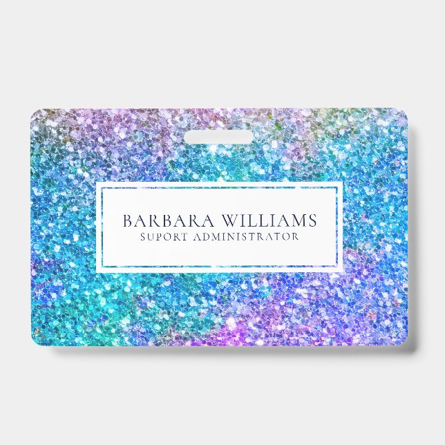 Colourful Faux Flitter White Accent ID Badge (Front)