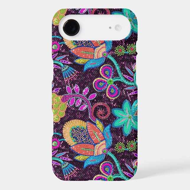 Colourful Faux Glass Beads Exotic Flowers Pattern Case-Mate iPhone Case (Back)