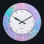 Colourful Faux Glitter And Sparkles Large Clo Clock<br><div class="desc">Colourful faux glitter and sparkles modern background.</div>