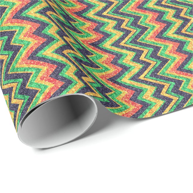 Colourful Faux Glitter Chevron Zigzag Pattern 2 Wrapping Paper (Roll Corner)