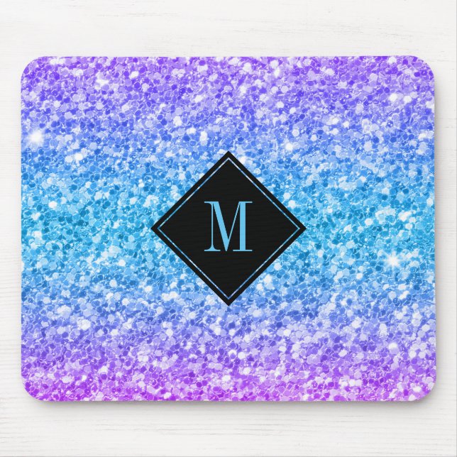 Colourful  Faux Glitter Monogram Mouse Mat (Front)