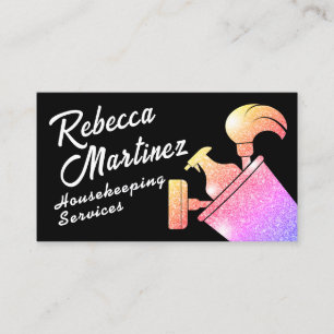 Colourful faux glittery texture cleaning tools business card