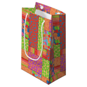 Colourful Faux Patchwork of Summer Fruits Patterns Small Gift Bag