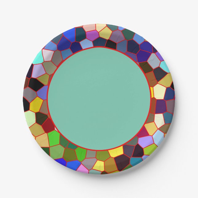 Colourful Faux Stained Glass Look 2 Paper Plate (Front)