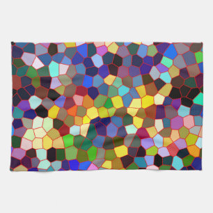 Colourful Faux Stained Glass Look 2 Tea Towel