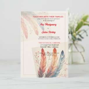 Colourful Feather and Autumn Branches Invitation