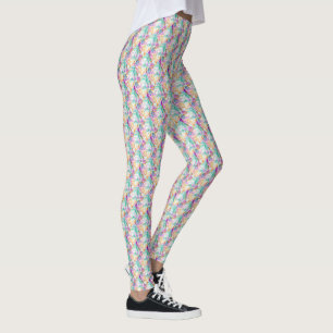 Colourful feather and beads boho pattern leggings