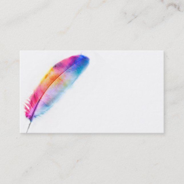 colourful feather business card custom template (Front)