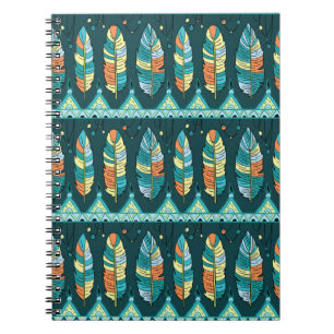 Colourful feather, endless texture pattern notebook