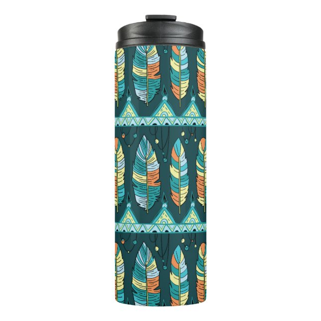Colourful feather, endless texture pattern thermal tumbler (Front)