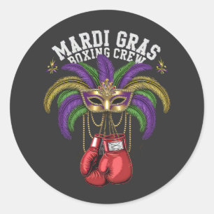 Colourful Feather Masquerade Boxing Crew Highlight Classic Round Sticker